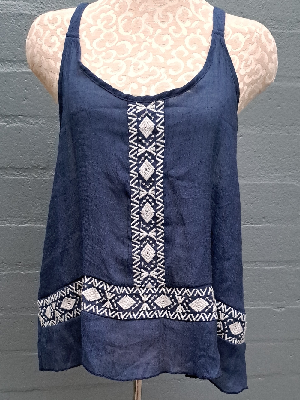 Rue21 Navy Blue Embroidered Camisole